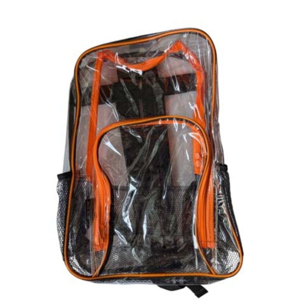 Arctic Star Large Clear Backpack 17" Safety Orange Trim